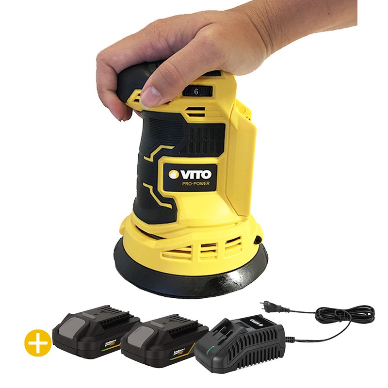 Ponceuse Excentrique Orbitale 20V 125mm + 2 Batterie lithium 2AH + Chargeur VITO