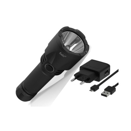 Lampe LED Torche à Batterie Rechargeable 2.6Ah USB / 230V 1000 Lumens Portée 280m ASLO