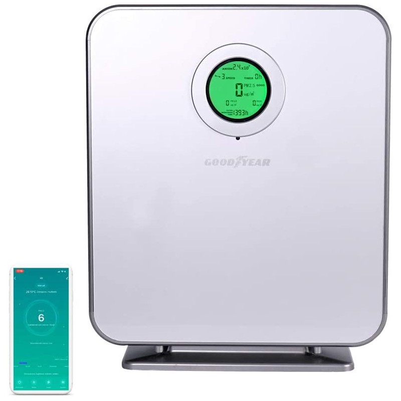 Purificateur d'air 88m2 22W Filtre HEPA Elimine 99.9% des bactéries jusqu'à 88m² Lampe UV C GOODYEAR