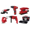 Pack 5 outils Meuleuse 500W Perceuse 500W Visseuse 12V Scie sauteuse 350W Ponceuse 135W + Boite à outils 18' ITOOLS
