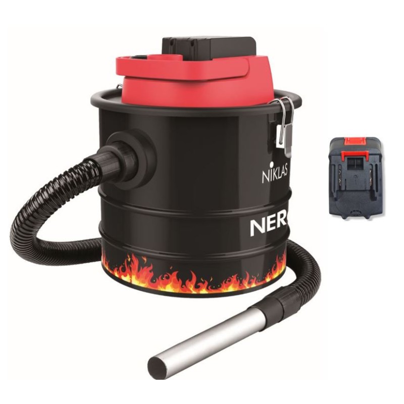 Aspirateur et souffleur de cendres 18V Cuve 10L + Batterie lithium 18V- 2.0ah NIKLAS