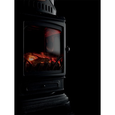 Poêle à gaz Fonte véritable 3.4KW NOIR Chauffage au gaz avec Effet feu de bois Provence UNIVERSAL