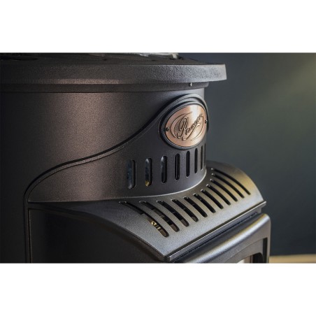 Poêle à gaz Fonte véritable 3.4KW NOIR Chauffage au gaz avec Effet feu de bois Provence UNIVERSAL