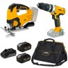 Pack 2 outils sans fil 20V + 2 Batteries lithium 4Ah Chargeur Sacoche VITO