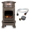 Poele à gaz 3,4KW Fonte véritable Provence Marron miel + Tuyau gaz + Detendeur gaz butane UNIVERSAL