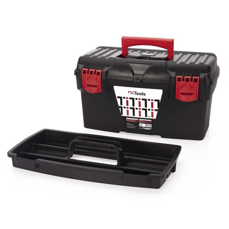 Boite à outils 18" 430 x 260 x 226 mm Mallette de bricolage avec Plateau amovible porte pièces ITOOLS