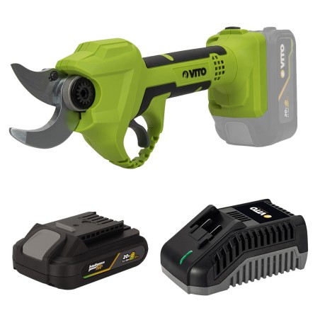 Sécateur sans fil 20V + Batterie Lithium 2Ah Ø de coupe 30 mm Moteur Brushless Chargeur rapide VITO