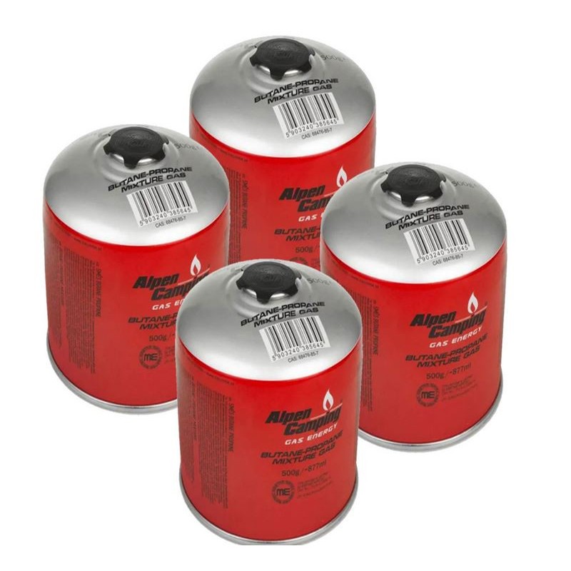 Pack de 4 Cartouches de gaz 500gr Butane/Propane MIX Gaz camping Appareils à gaz ALPENTECH