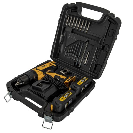 Perceuse visseuse sans fil 18V + 2 Batteries Lithium 2.0Ah Mallette Professionnelle de 18 accessoires de vissage et perçage VITO