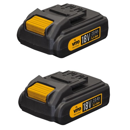 Perceuse visseuse sans fil 18V + 2 Batteries Lithium 2.0Ah Mallette Professionnelle de 18 accessoires de vissage et perçage VITO
