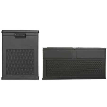 Coffre de Jardin en résine 320 Litres NOIR ANTHRACITE 119 X 46 X 60 cm Protection Anti UV TOSCANE TOOMAX