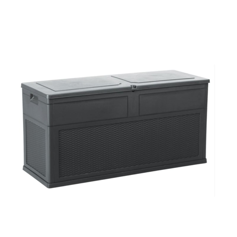Coffre de Jardin en résine 320 Litres NOIR ANTHRACITE 119 X 46 X 60 cm Protection Anti UV TOSCANE TOOMAX