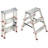 Escabeau 3 marches Marche-pied Aluminium Charge 125 kg Pliable Pieds anti-dérapants BRIXO