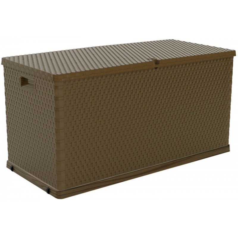 Coffre de jardin en résine 420 Litres Marron Effet ROTIN 120 x 57 x 63 cm TOOMAX