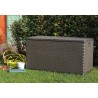 Coffre de jardin en résine 420 Litres Marron Effet ROTIN 120 x 57 x 63 cm TOOMAX
