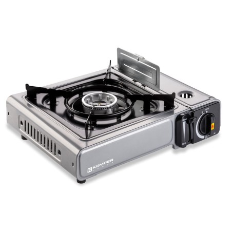 Réchaud à gaz 2200W INOX + 4 cartouches de gaz Double système de sécurité Puissance réglable KEMPER