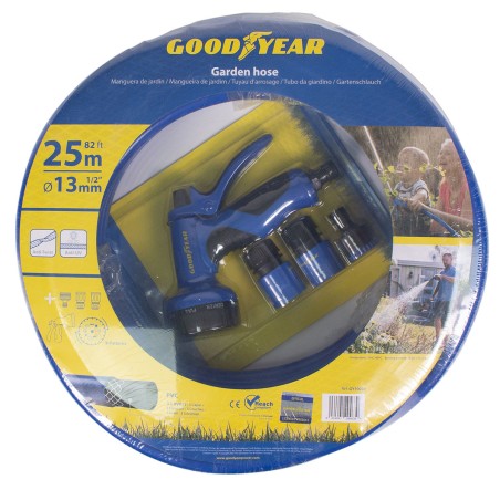 Kit arrosage Tuyau 25mètres Ø 13 mm Anti torsion + Pistolet Multi-jets 9 fonctions GOODYEAR