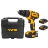 Perceuse sans fil 18V 2 Batteries Lithium 2Ah + Chargeur + Coffret de vissage 32 pièces VITO