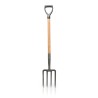 Pack 4 outils de jardin Acier Manche en Bois Fourche + Pelle carrée + Pelle ronde + Bêche VITO