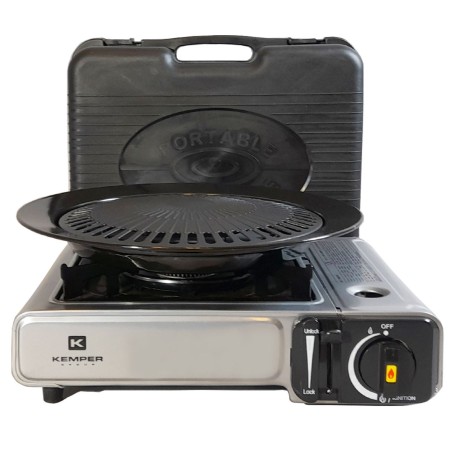 Barbecue gaz Grill 2en1 Réchaud gaz piézo 2200 W + 4 cartouches gaz butane KEMPER
