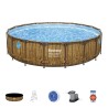 Piscine tubulaire ronde Ø 549 x 122 cm Hublots Echelle Bâche 4 saisons BESTWAY