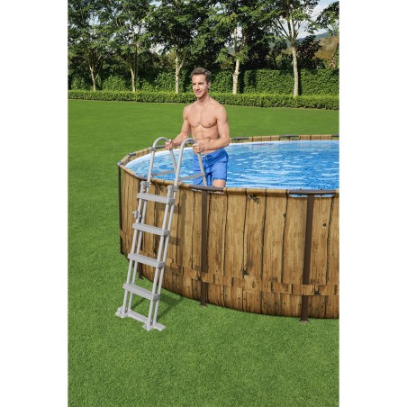 Piscine tubulaire ronde Ø 549 x 122 cm Hublots Echelle Bâche 4 saisons BESTWAY