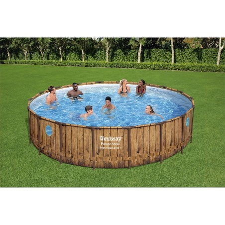 Piscine tubulaire ronde Ø 549 x 122 cm Hublots Echelle Bâche 4 saisons BESTWAY