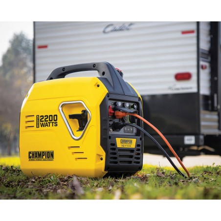 Groupe electrogène Silencieux 2200W Inverter Moteur 4T essence 79 Cm3 CHAMPION Protection AVR Autonomie + 10 heures Generateur