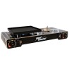 Réchaud gaz 2 feux 4400W et Plaque plancha 26 x 23cm 2en1 Allumage piezo TEXAS ALPEN Camping
