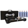 Réchaud gaz double 4400W + plancha 26 x 23 cm + 4 cartouches 250 gr Pack cuisson Toscania Alpen