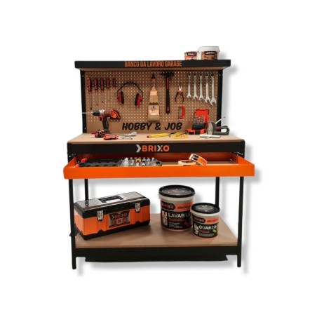 Etabli de garage avec tiroir Panneau perforé et étagère L120 xP60 x H150 cm Charge max 230 kg
