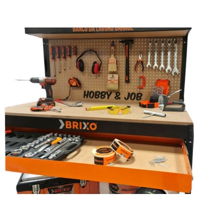 Etabli de garage avec tiroir Panneau perforé et étagère L120 xP60 x H150 cm Charge max 230 kg