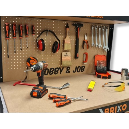 Etabli de garage avec tiroir Panneau perforé et étagère L120 xP60 x H150 cm Charge max 230 kg