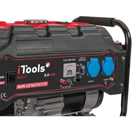 Groupe électrogène 2500W Moteur Essence 4T 6.5 CV 196 cm³ Protection AVR Autonomie 13h ITOOLS