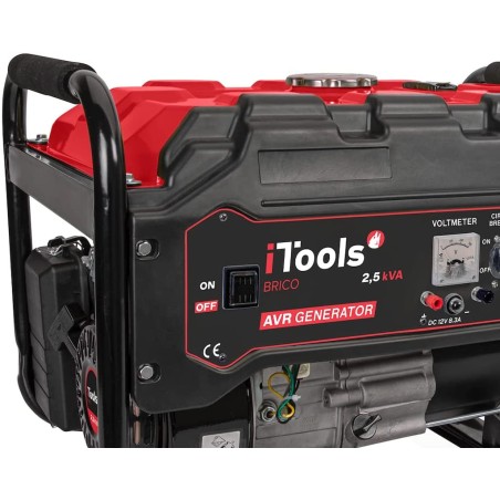Groupe électrogène 2500W Moteur Essence 4T 6.5 CV 196 cm³ Protection AVR Autonomie 13h ITOOLS
