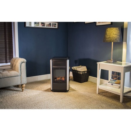 Chauffage à gaz 3.4 KW Mobile Effet feu Manhattan SAHARA