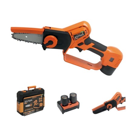 Mini tronçonneuse Scie sans fil 10,8V + 2 batteries 2,5 Ah + Chargeur double Mallette Scie électrique manuelle 300W Katana Brixo