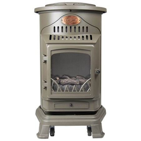 Poele à gaz 3,4KW Fonte véritable Provence Marron miel + Tuyau gaz + Detendeur gaz butane UNIVERSAL