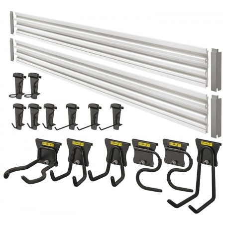 Ensemble de 2 rails 120 cm de rangement 18 accessoires STST22000 STANLEY