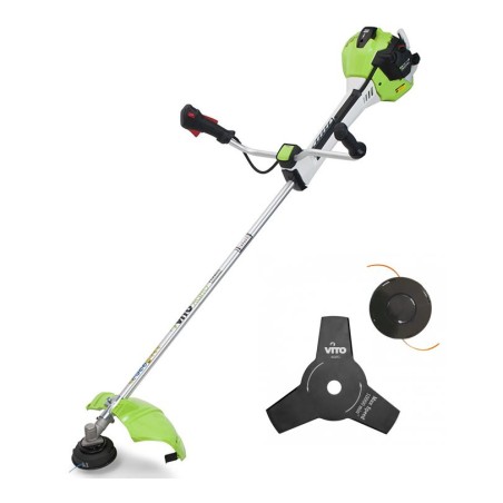 Débroussailleuse Thermique 52 Cm3 Moteur 2T 1,9 CV Harnais + Lame 3 dents Ø 25.5 cm + Fil nylon Ø 2.5 mm VITO
