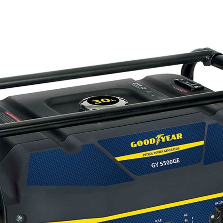 Groupe électrogène 5500W Moteur 389cm³ 13 CV OHV 4T Essence Démarrage electrique  AVR Autonomie 8h GOODYEAR