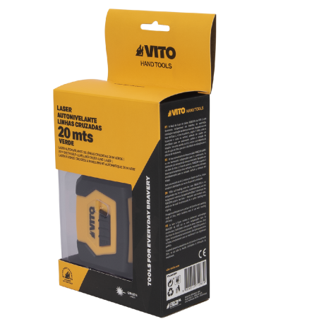 Niveau Laser de poche 2 lignes Vertes Portée 20 m VITO Intérieur extérieur 2 piles fournies