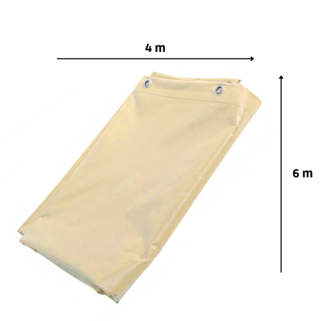 Bâche pour Camion 6 x 4 m Ivoire PVC étanche Haute résistance 640 g/m2