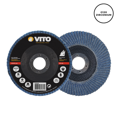 Disque à lamelle Diamètre 115 mm Alésage 22,5 mm G120 zirconium VITO