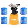 Rechaud gaz piezo 1100W Piezo Coque ABS Rechaud camping + 4 cartouches gaz 190g VITO