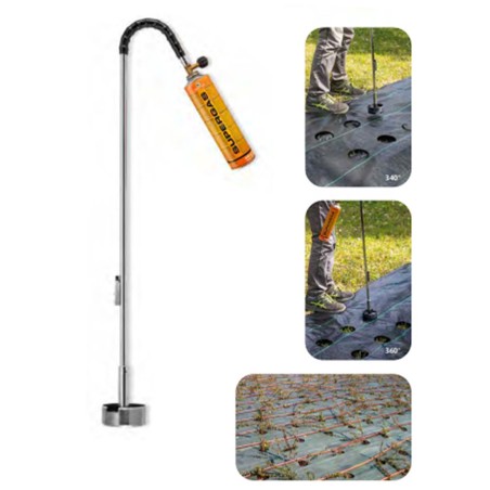 Chalumeau à gaz pour Toile de paillage Géotextile + Cartouche gaz Propane KEMPER