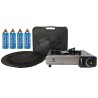 Barbecue gaz Grill 2en1 Réchaud gaz piézo 2200 W + 4 cartouches gaz butane KEMPER