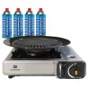 Barbecue gaz Grill 2en1 Réchaud gaz piézo 2200 W + 4 cartouches gaz butane KEMPER