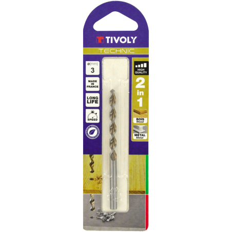 Foret Bois et Métal 2en1 Ø3mm Perçage rapide et précis bois durs et aciers Graduation laser TIVOLY