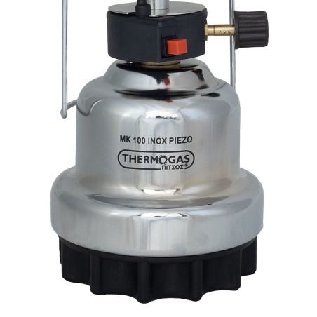 Lampe à gaz 140W + 4 cartouches de gaz 190 gr Lanterne coque inox verre pyrex Allumage piezo camping et maison